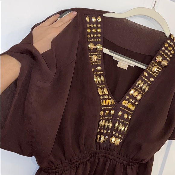 NWOT Michael Kors beaded cold shoulder top-M - Picture 7 of 7